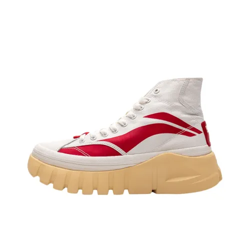 LINING Wave BOOT Нескользящий Легкий Высокий Топ Кроссовки для бега Мужские Белый Красный