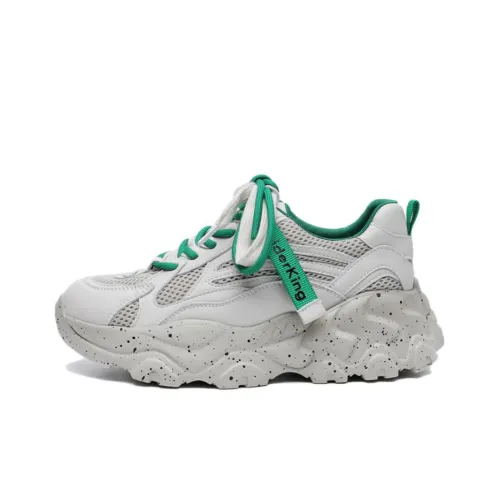 Spider King Low Топ Толстая подошва Кроссовки Женские Зеленый Серый