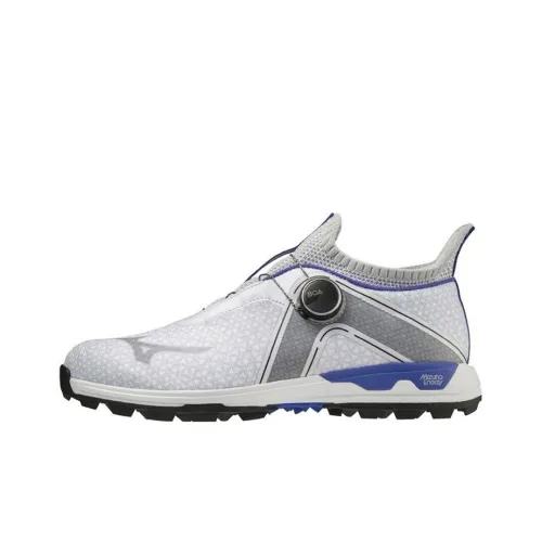 Mizuno Shock Absorbers Slip-Resistant Abrasion-Resistant Breathable Low-Top Golf Shoes Men's White Blue Мицубо Шок Абсорберы Противоскользящие Устойчивые к Износу Дышащие Низкие Кеды для Гольфа Мужские Белый Синий