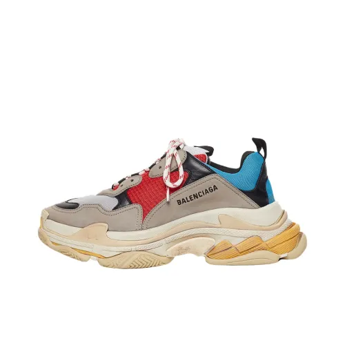 Balenciaga Triple S Low Топ Толстая подошва Кроссовки Женские Синие Серые