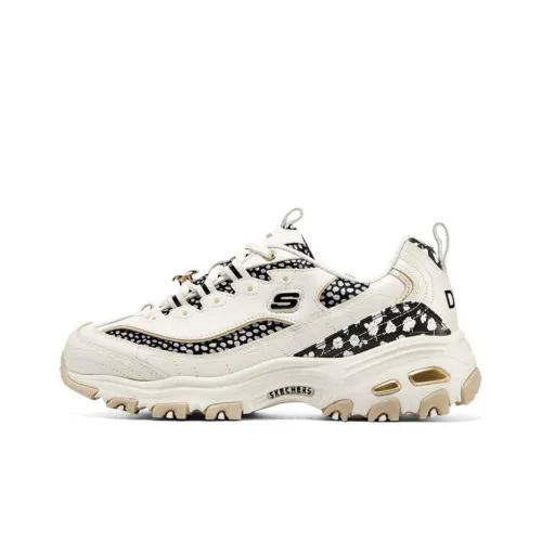 DVF x Skechers D'LITES 1,0 Panda Обувь Низкий Топ Толстая Подошва Кроссовки Женские Бежевый Черный