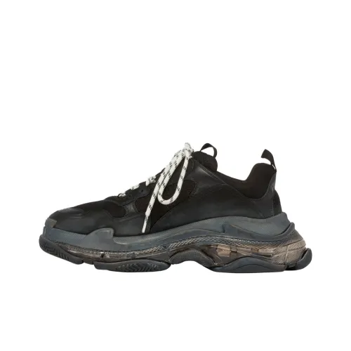 Balenciaga Triple S Low Топ Толстая подошва Кроссовки Мужские Черные
