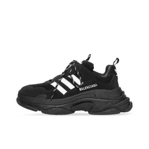 Adidas Originals x Balenciaga Triple S Low Топ Толстоподошвенные кроссовки Женские Черный