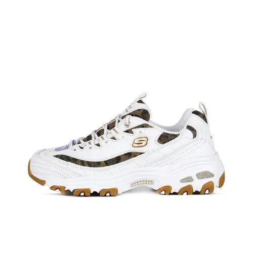 Skechers D'Lites QUICK Леопард MID Топ Толстая подошва Женские Белые