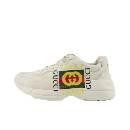 GUCCI Rhyton Double G Logo Низкий Топ Толстая Подошва Кроссовки Мужские Экрю