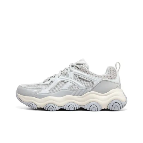 Skechers DLITES Фиолетовый Медведь Низкий Топ Толстая Подошва Мужские Светло-Серые Кроссовки