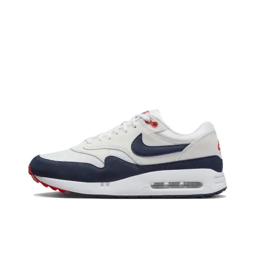 Nike Air Max 1 Устойчивый к истиранию Дышащий Низкий Топ Обувь для гольфа Унисекс Белый Синий