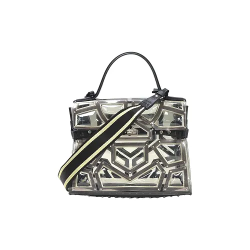 Delvau PVC Резина Композитная Сумка через плечо Сумка Средняя Женская Черная Прозрачная