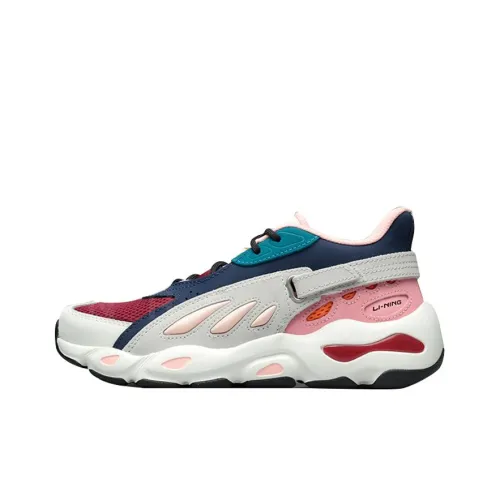 LINING Бабочка Износостойкий Дышащий Низкий Топ Кроссовки Женские Красно-белые