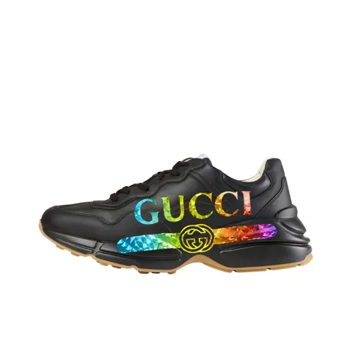 GUCCI Rhyton Low Топ Толстая подошва Кроссовки Женские Черные