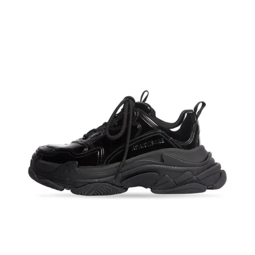 Balenciaga Triple S Low Топ Толстая подошва Кроссовки Мужские Черные