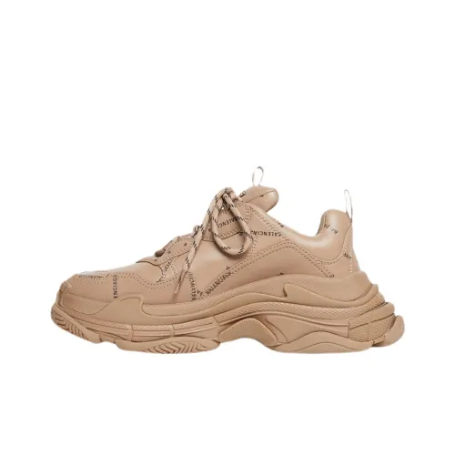 Balenciaga Triple S Low Топ Толстая подошва Кроссовки Мужские Бежевые