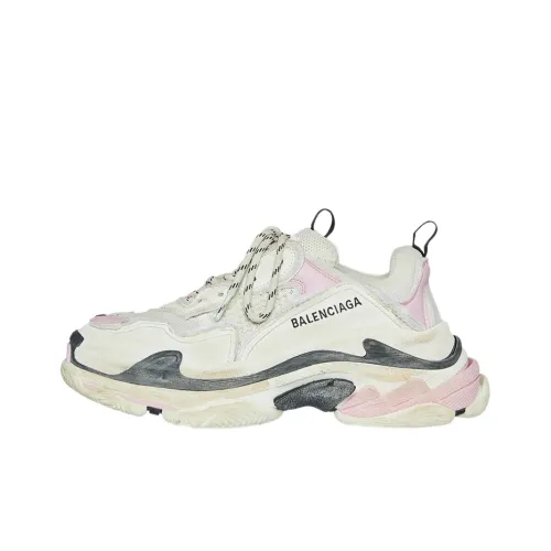 Balenciaga Triple S Diy Low Топ Толстоподошвенные кроссовки Женские Белые Розовые Потертые