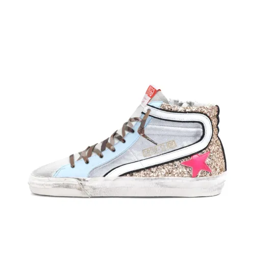 Golden Goose Slide High Топ Повседневный Кеды Женские Серебряный