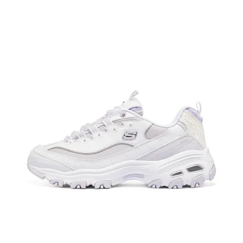 Skechers D'LITES 1,0 D'LITES Устойчивые к истиранию Низкие Кроссовки с Толстой Подошвой Женские Белые Фиолетовые