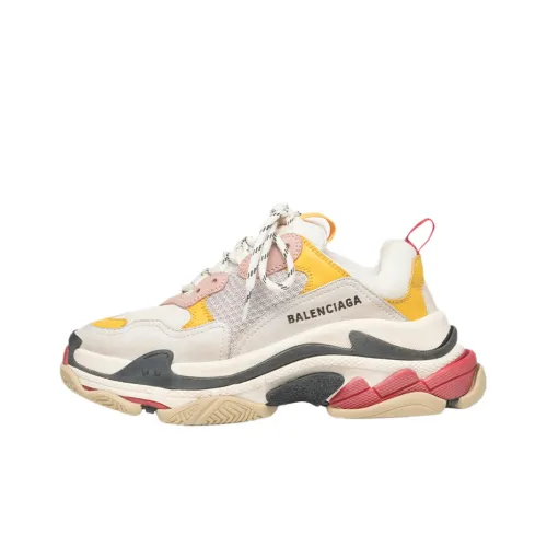 Balenciaga Triple S Low Топ Толстоподошвенные кроссовки Женские Белые Розовые Потертый