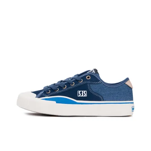 SEW BY SOU LAB Противоскользящие Износостойкие Низкие Кеды Унисекс Темно-синий Деним