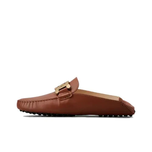 TOD'S Кожаные домашние тапочки с пэчворком женские коричневые