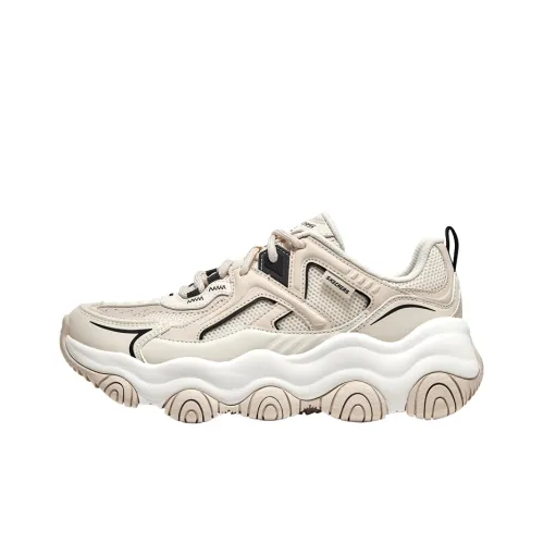 Skechers Rover X Фиолетовый Медвежонок Низкий Топ Толстая Подошва Кроссовки Женские Бежевые