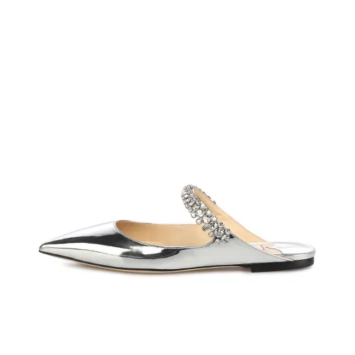 Джимми Чу Бинг Плоская подошва Женские повседневные туфли Женские Серебристые