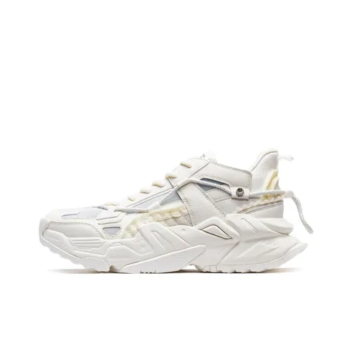 XTEP Mecha series Низкий топ Толстая подошва Кроссовки Мужские Бежево-серый