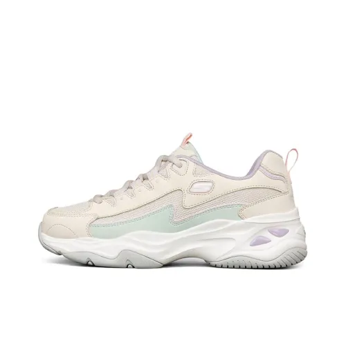 Skechers D'LITES 4,0 LIGHTNING PANDA Обувь Низкий Топ Толстая Подошва Кроссовки Женские Кремово-Белый