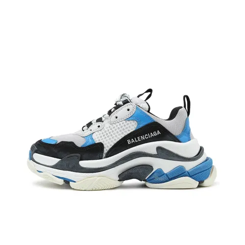 Balenciaga Triple S Low Топ Толстоподошвенные кроссовки Женские Белые Синие Потертый