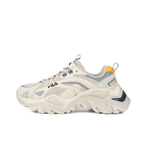 FILA Interation Light Low Топ Толстоподошвенные кроссовки Унисекс Белый Серый Желтый Корейский стиль