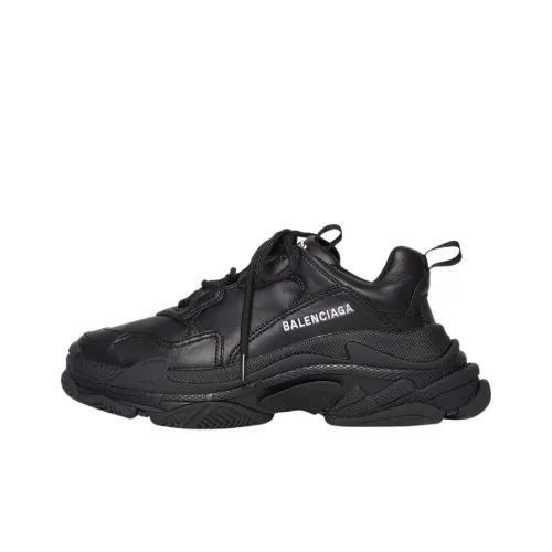 Balenciaga Triple S Low Топ Толстая подошва Кроссовки Мужские Черные