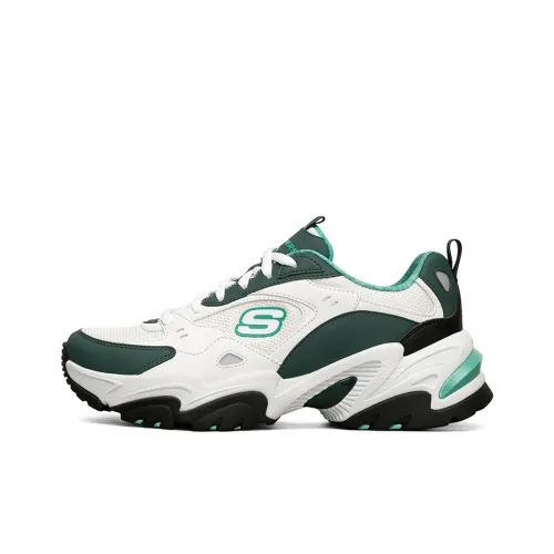 Skechers Stamina V2 Low Топ Толстоподошвенные кроссовки Женские Белые Зеленый Трясущийся Торнадо
