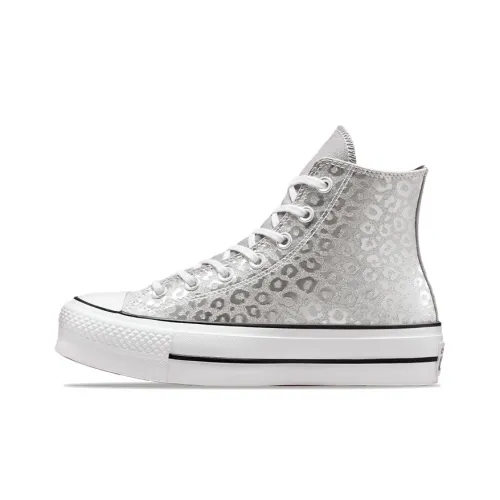 Converse Chuck Taylor All Star High Топ Кеды Женские Серебряные Белый Леопард С принтом