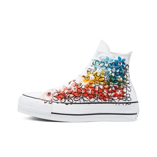 Converse Chuck Taylor All Star High Топ Hand Разрисованный Платформа High Топ Кеды Женские Белые Многоцветный