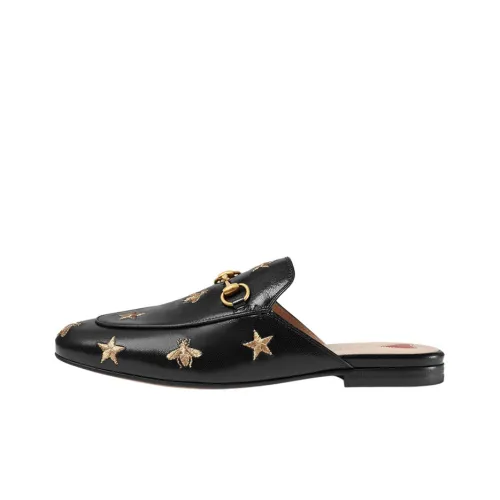 GUCCI 2015 RE EDITION Princetown Кожаный пэчворк Домашние тапочки Женские Черный