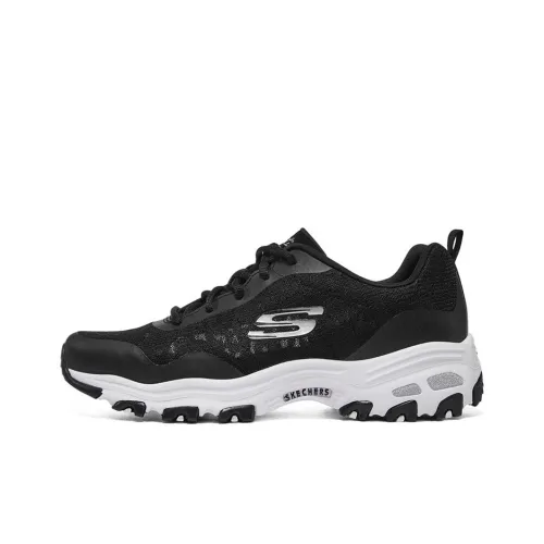 Skechers D'LITES 1,0 Low Топ Кроссовки с Толстой Подошвой Женские Черные Белые