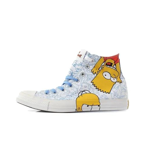 Converse Chuck Taylor All Star The Simpsons с принтом высокие кеды унисекс белый и синий