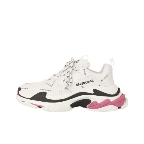 Balenciaga Triple S Allover Логотип Низкие кеды с толстой подошвой Женские Белые Потертый