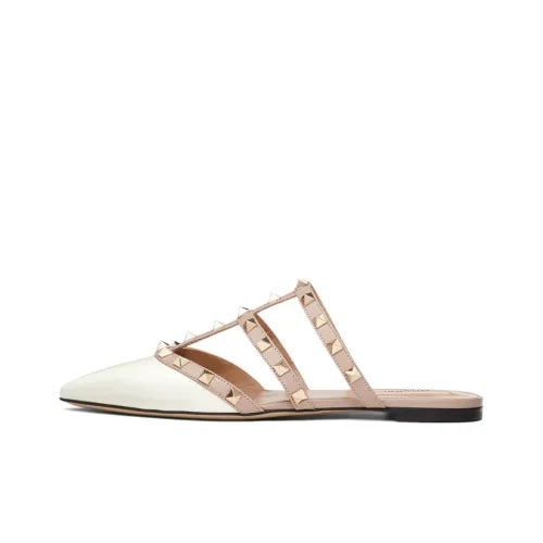 Valentino Rockstud Домашние тапочки Женские Бежевые