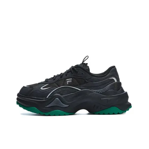 FILA FUSION BIANCO II Бьянко 2 Low Топ Толстоподошвенные кроссовки Женские Черный Зеленый