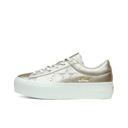 Конверс One Star Series Платформа Низкие Кеды Женские Светло-Золотые