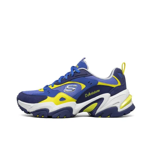 Skechers Stamina V2 Low Топ Толстая подошва Кроссовки Женские Синий Желтый