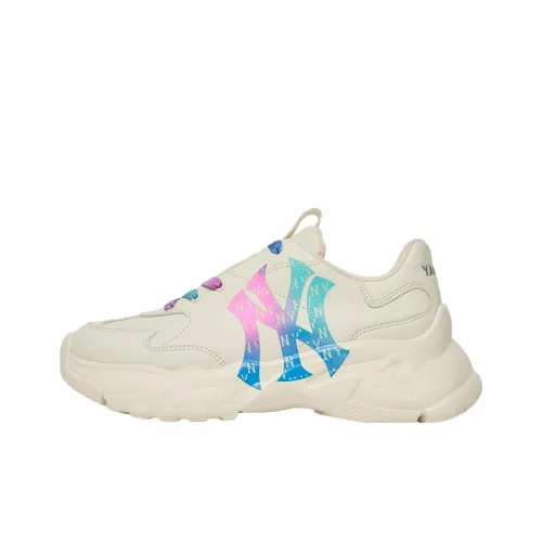 Mlb Base Logo Big Ball Chunky Устойчивый к истиранию Дышащий Низкий Топ Кроссовки с Толстой Подошвой Унисекс Off Белый Цвет