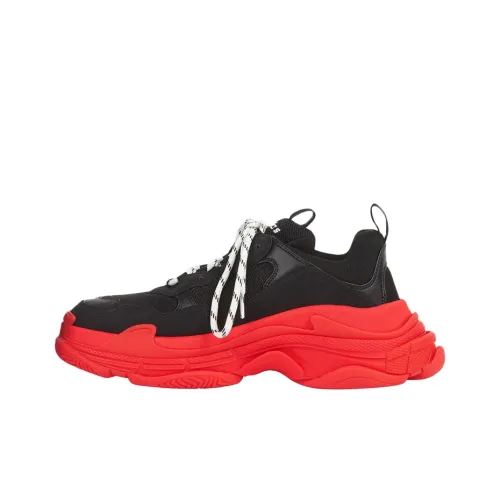 Balenciaga Triple S Low Топ Толстая подошва Кроссовки Мужские Черные Красные