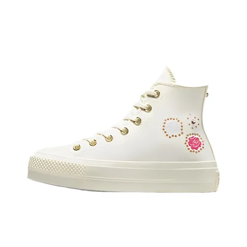 Converse Chuck Taylor All Star Lift Платформа Gem SHINE Высокие Кеды Женские Бежево-розовые