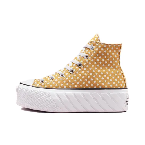 Converse Chuck Taylor All Star Lift 2X Платформа Polka Dots Высокие Кеды Женские Желтые