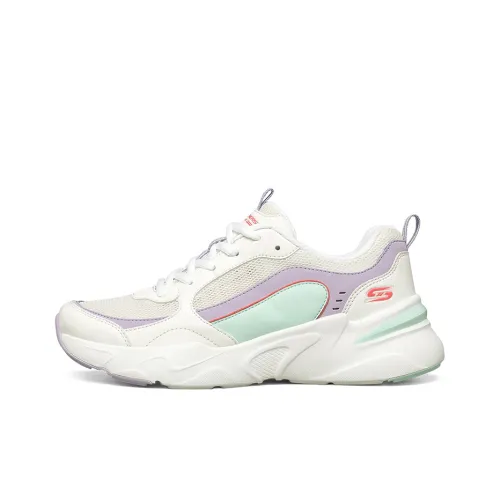 Skechers BOBS BAMINA Макарон Низкий Топ Толстая Подошва Кроссовки Женские Белые Фиолетовые Синие