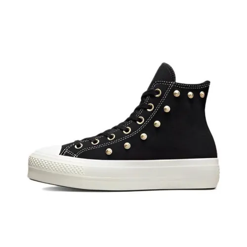 Converse Chuck Taylor All Star Lift Платформа Замша Заклепки Высокие Кеды Женские Черные