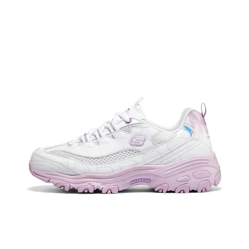 Skechers D'LITES 1,0 Таро Небесный Низкий Топ Кроссовки с Толстой Подошвой Женские Белый Фиолетовый