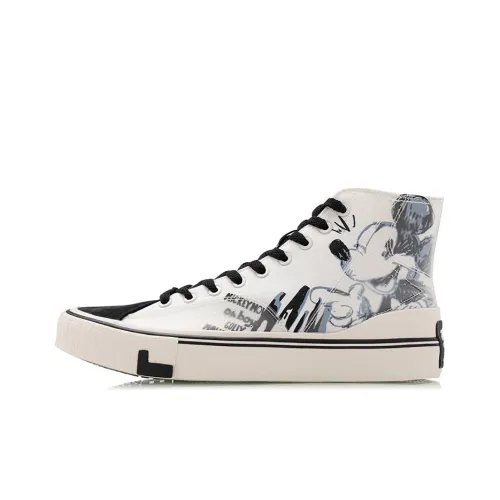 Disney x LiNing противоскользящие устойчивые к истиранию и сбалансированные высокие кеды для женщин черный бежевый белый