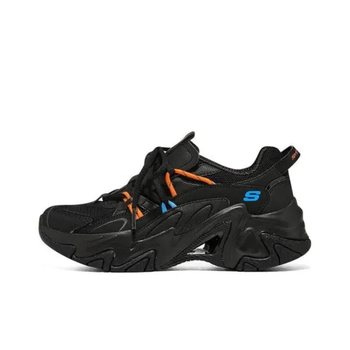 Skechers Stamina V3 Mecha Shoes 3 Low Топ Толстоподошвенные кроссовки Женские Черный оранжевый синий