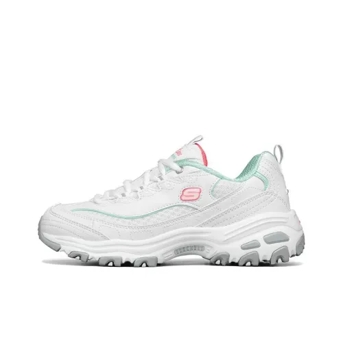 Skechers D'LITES 1,0 Амортизация Устойчивость к истиранию Дышащий Низкий Топ Кроссовки с толстой подошвой Женские Белые